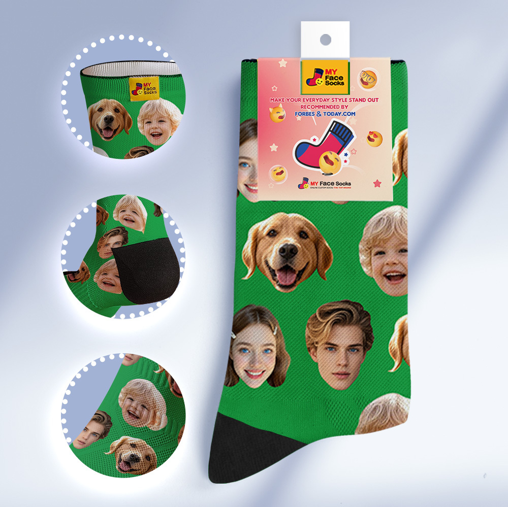 Custom Face Socks Personalized Socks with Faces Photo Red Funny Gift Photo Family Socks - MyFaceSocksUK