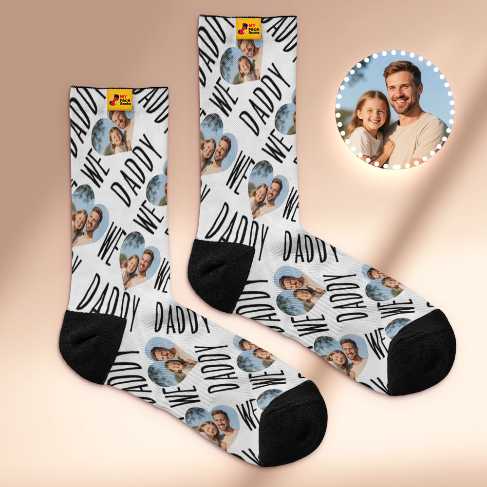 Custom Face Socks I Love Daddy Face Socks Photo Print Socks Colorful Dad Socks Personalized Fathers Day Gift - MyFaceSocksUK