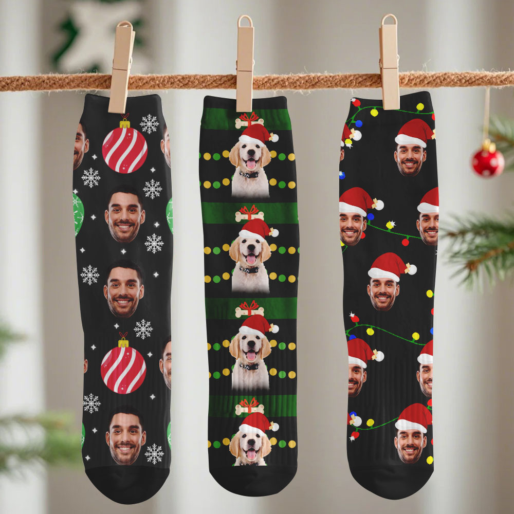 Personalized Face Socks Christmas Socks Personalized Santa Tree  Photo Socks Fun Gift for Family, Friends & Lovers - MyFaceSocksUK