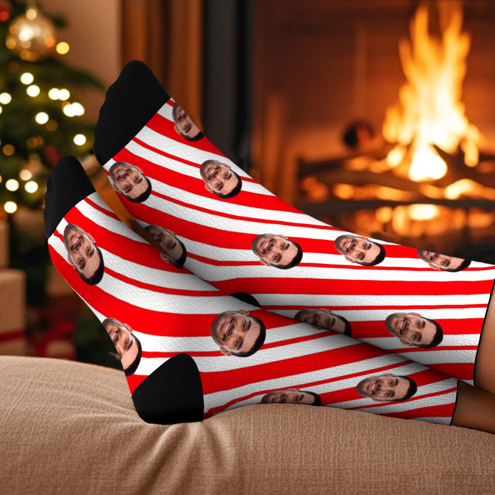 Custom Christmas Socks Personalized Face Socks DIY Socks Background Face Socks Gift For Family Couple - MyFaceSocksUK