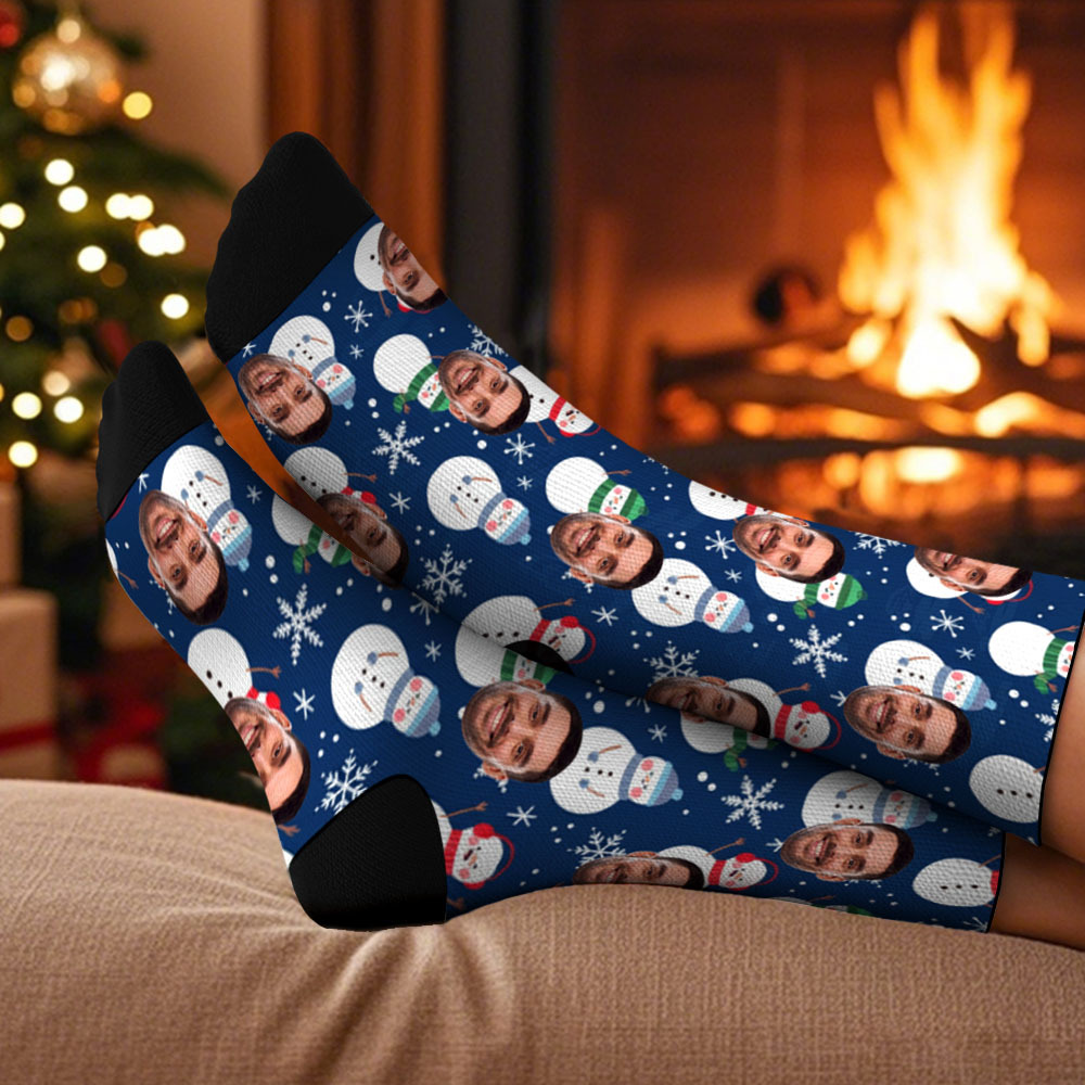 Custom Christmas Socks Personalized Face Socks DIY Socks Background Face Socks Gift For Family Couple - MyFaceSocksUK