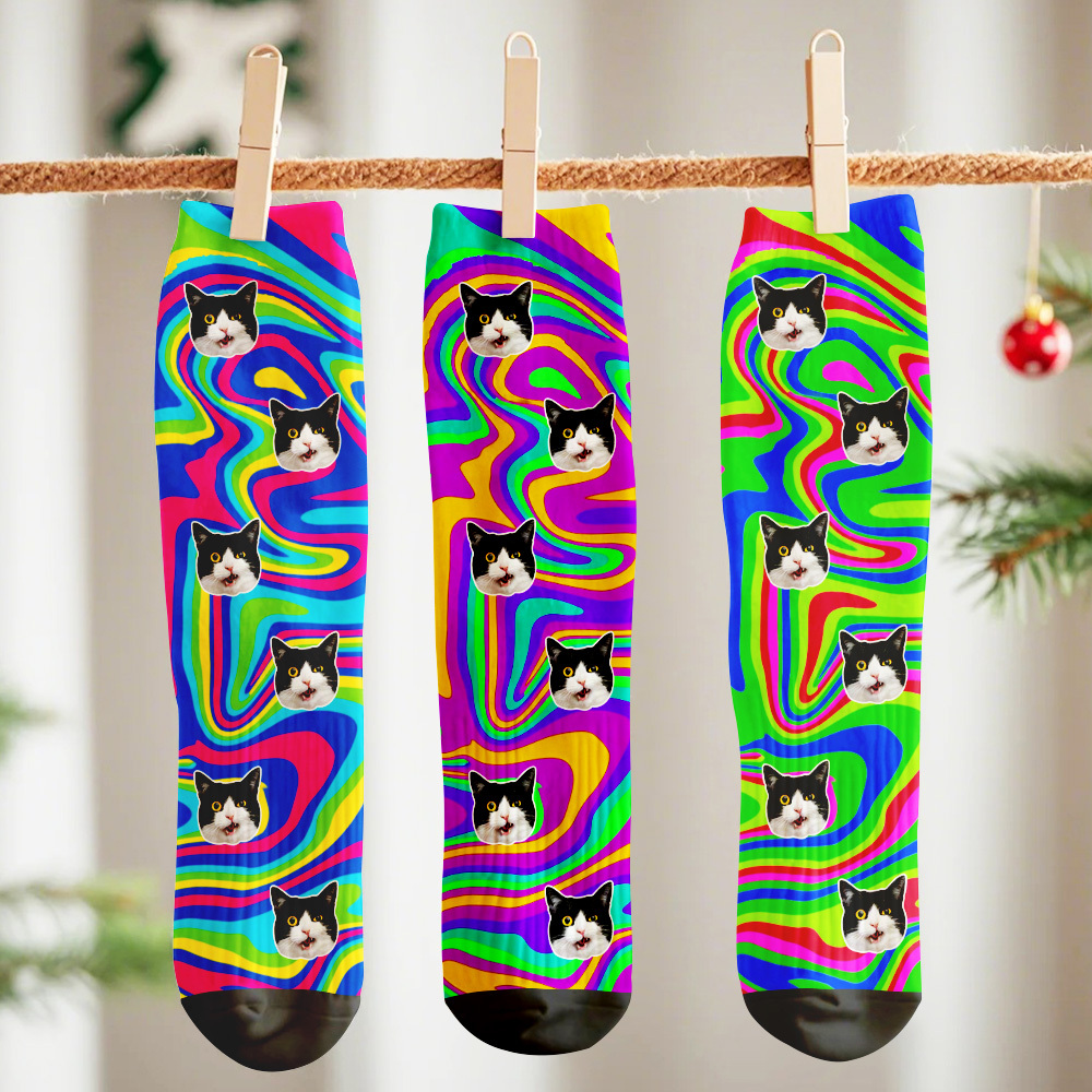 Christmas Socks Custom Face Socks Personalized Funny Hat Custom Design Best Gift Idea for Xmas - MyFaceSocksUK