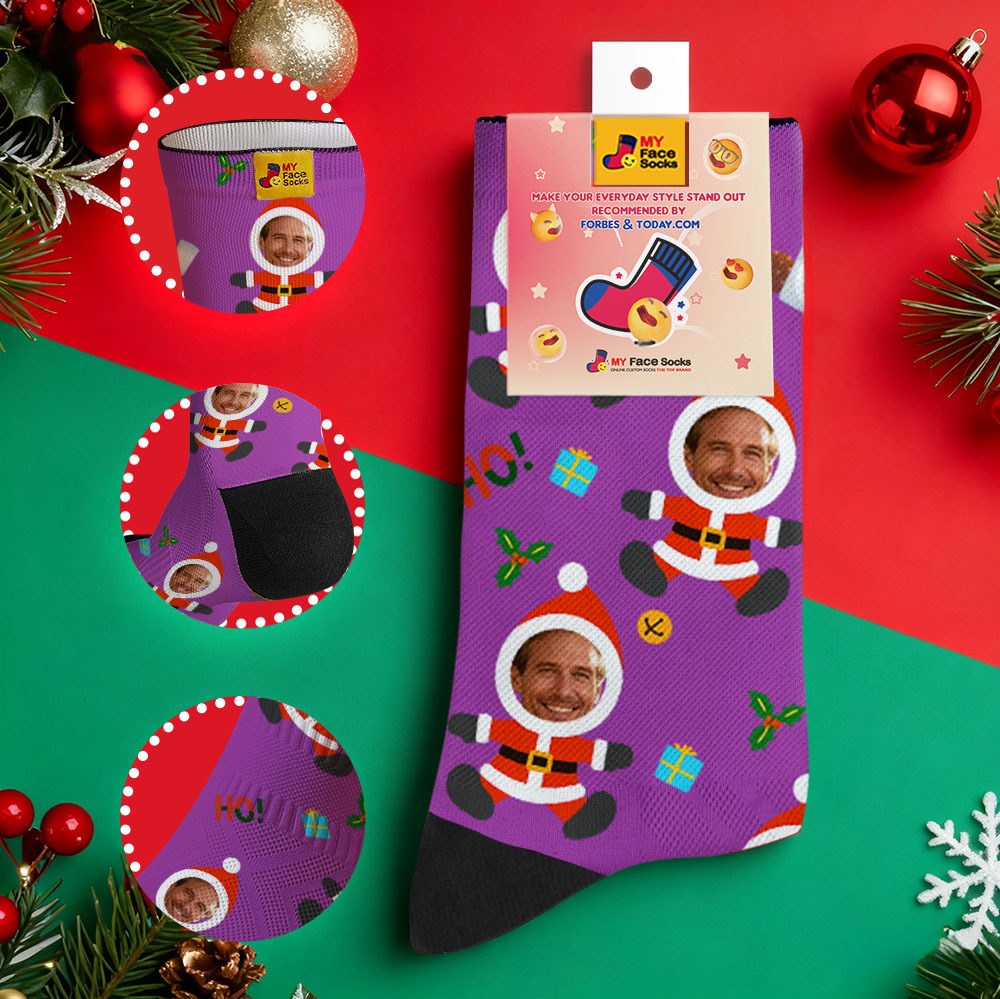 Personalized Christmas Socks Snowman HOHO Christmas SocksCustom Christmas Socks Gift for Family Couple - MyFaceSocksUK