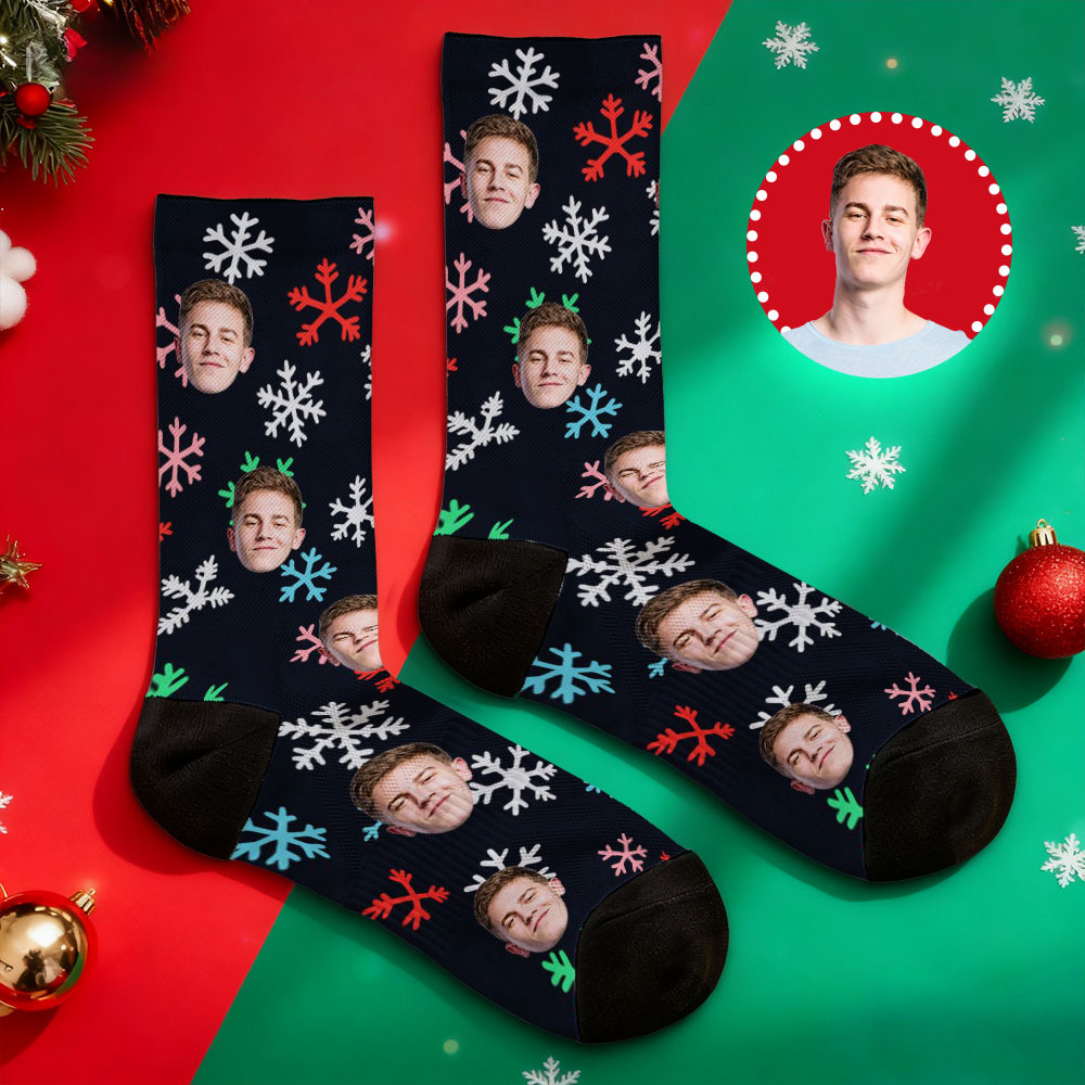 Personalized Funny Christmas Themed Socks Custom Face Socks Santa Socks Gift - MyFaceSocksUK