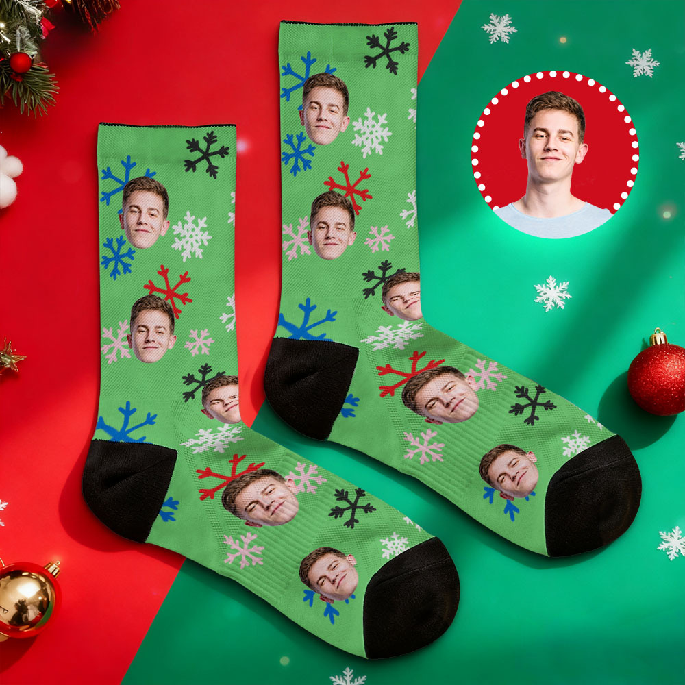 Personalized Funny Christmas Themed Socks Custom Face Socks Santa Socks Gift - MyFaceSocksUK