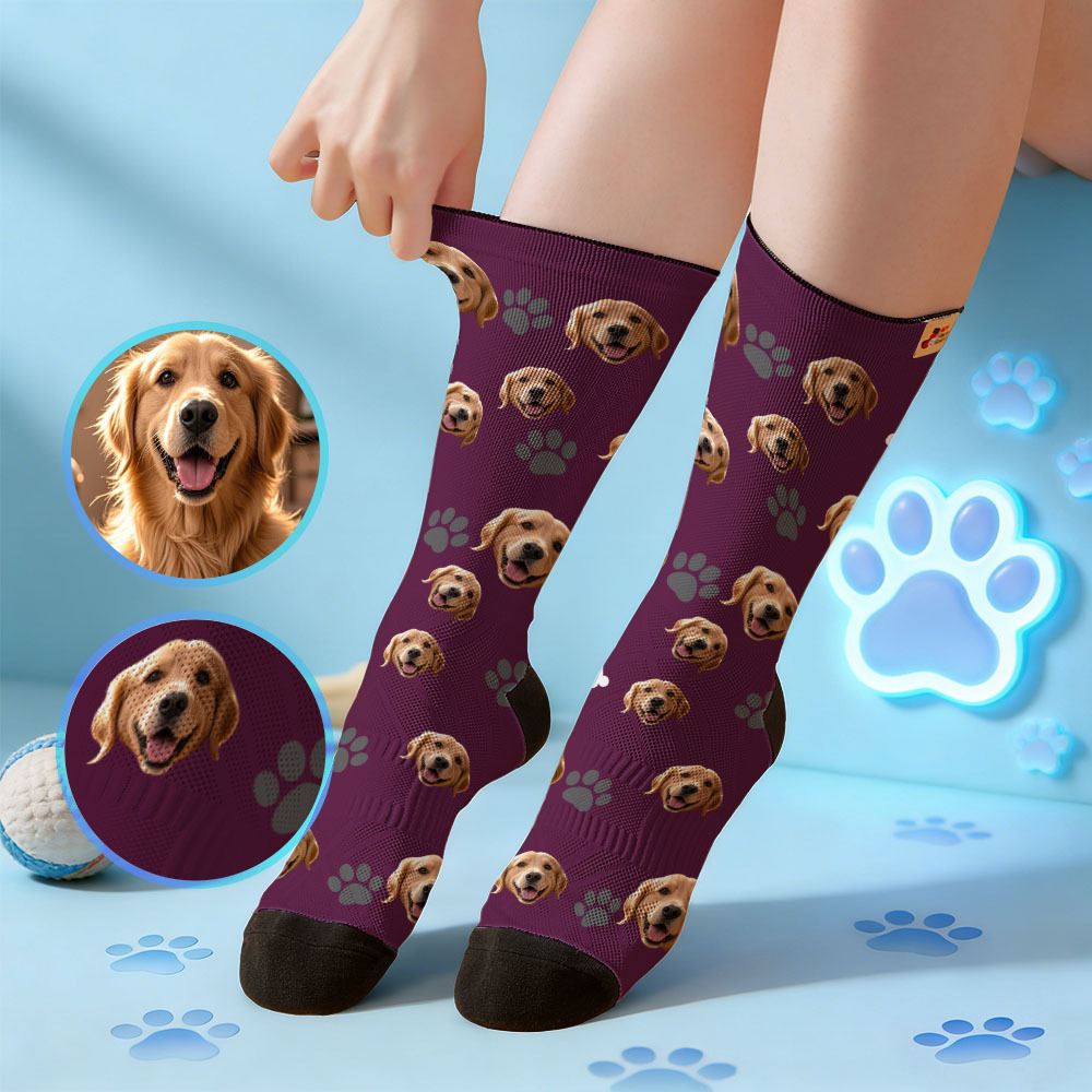 Custom Cute Pet Theme Face Socks Personalized Pet Lover Gift Socks with Photo - MyFaceSocksUK