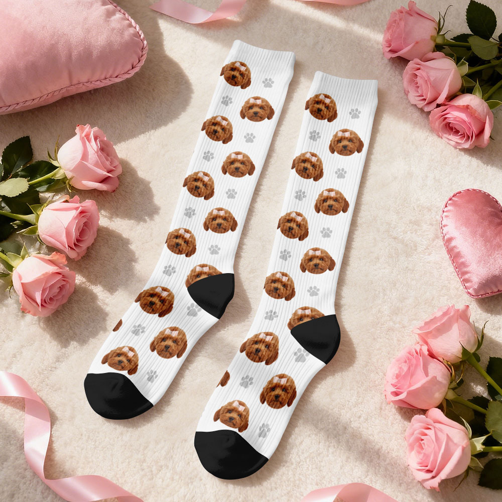 Custom Cute Pet Face Compression Socks Personalized Knee-High Socks with Photo Gift for Pet Lover - MyFaceSocksUK