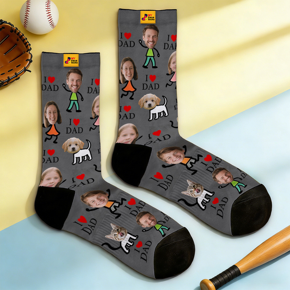 Personalized Socks with Faces Custom Funny Photo Socks for Dad, Father's Day Gift - MyFaceSocksUK