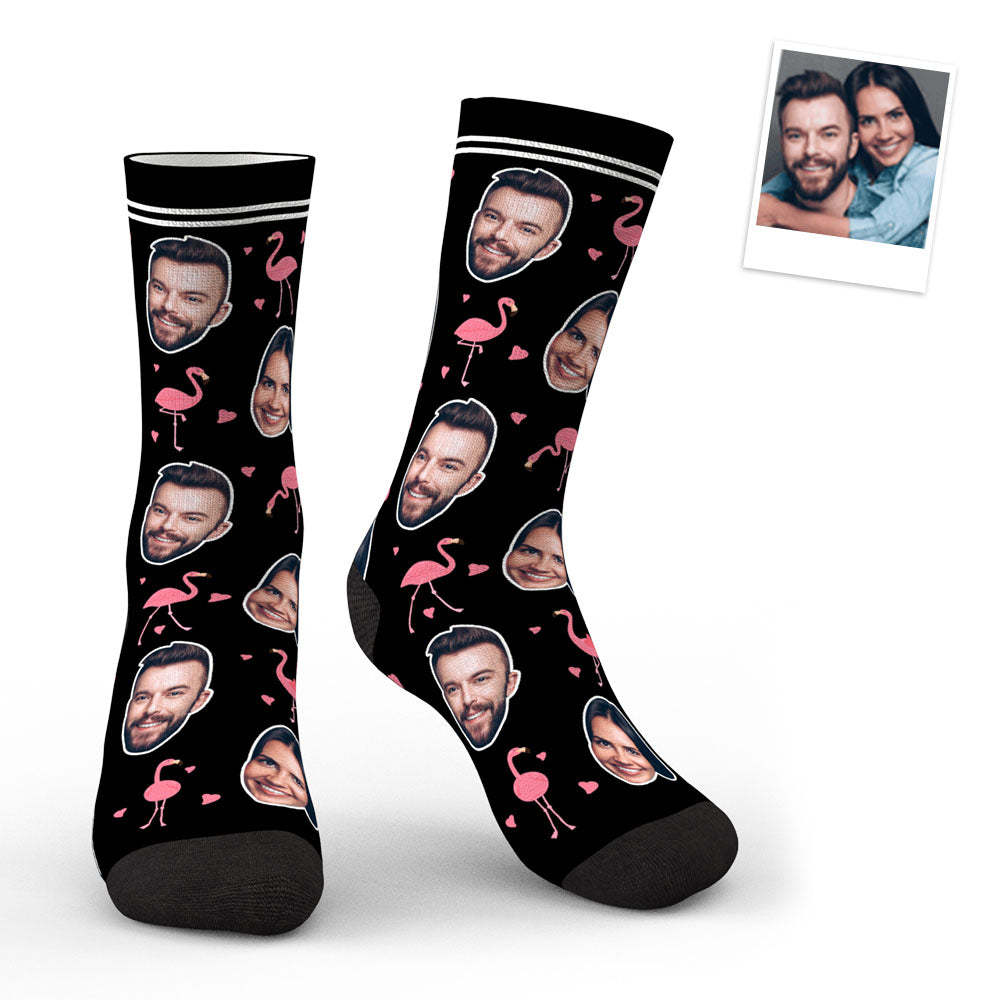 3D Preview Custom Swan Flamingo And Face On Socks - MyFaceSocksUK
