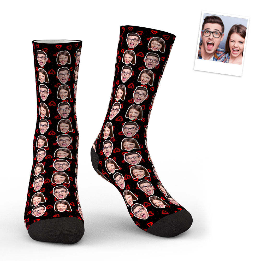 3D Preview Custom Photo Socks Colorful - Two Faces - MyFaceSocksUK