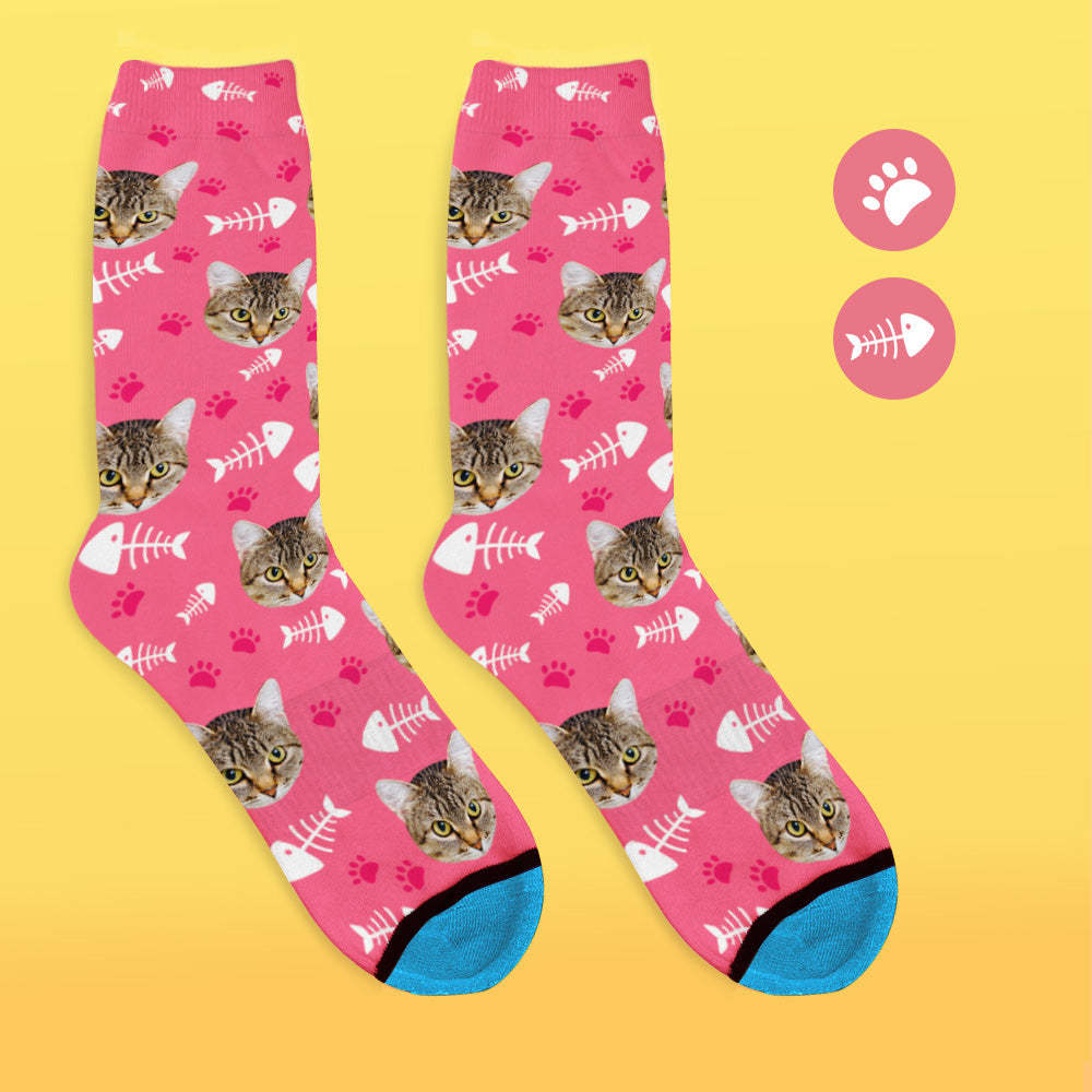 Custom 3D Digital Printed Face Socks Add Pictures and Name - Cat