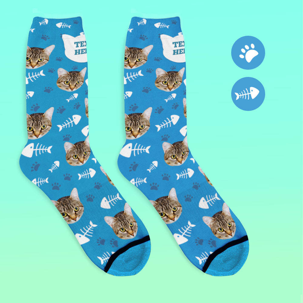 Custom 3D Digital Printed Face Socks Add Pictures and Name - Cat