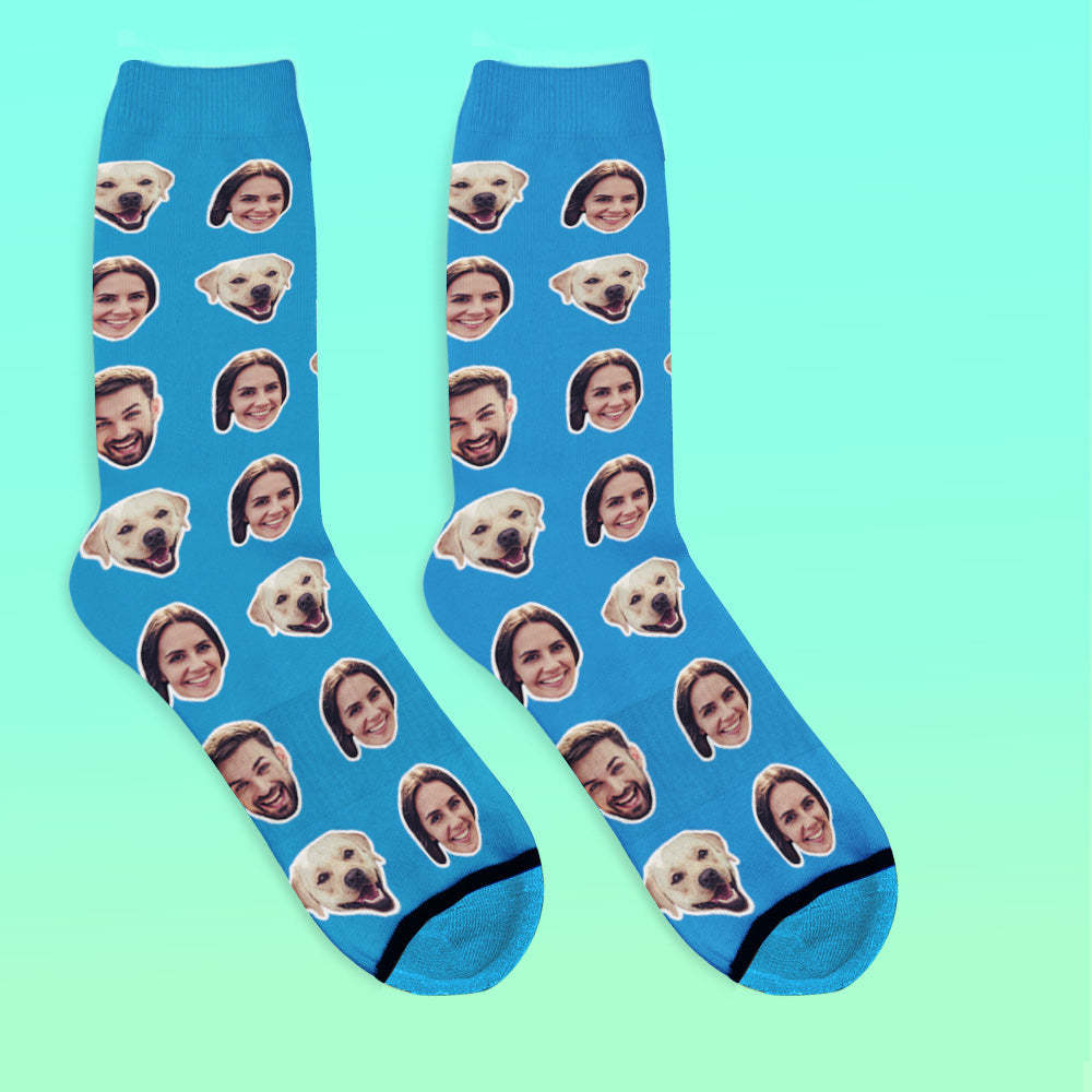 Custom 3D Digital Printed Face Socks Add Pictures and Name - Two Faces