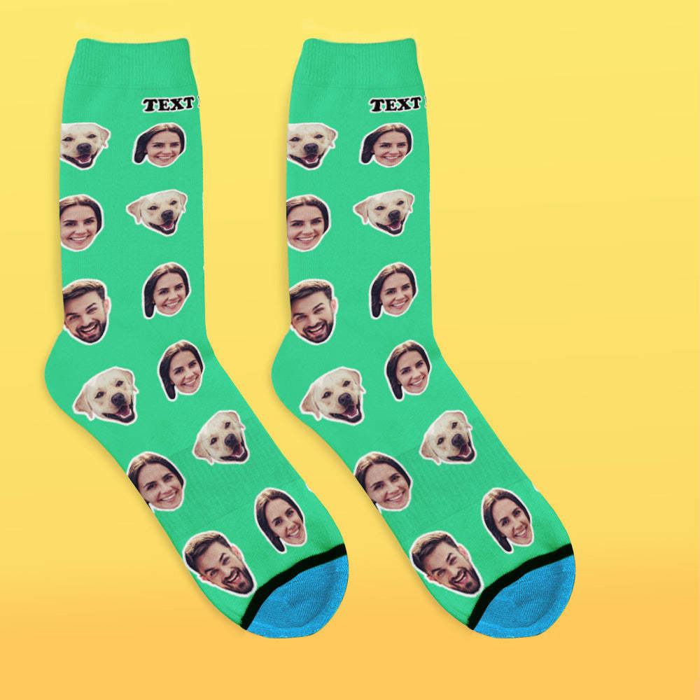 Custom 3D Digital Printed Face Socks Add Pictures and Name - Two Faces