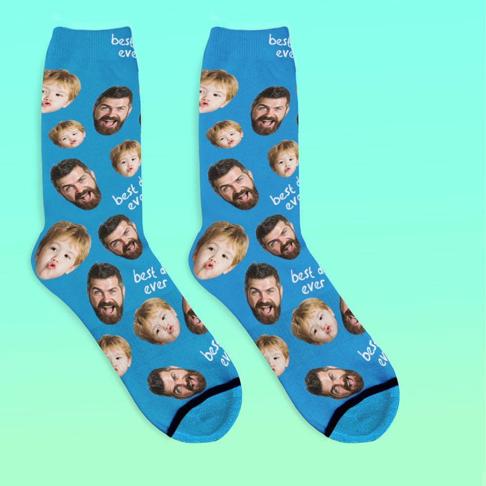 Custom 3D Digital Printed Face Socks Add Pictures and Name - Best Dad Ever