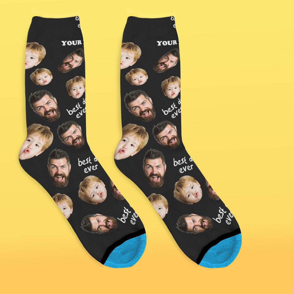 Custom 3D Digital Printed Face Socks Add Pictures and Name - Best Dad Ever