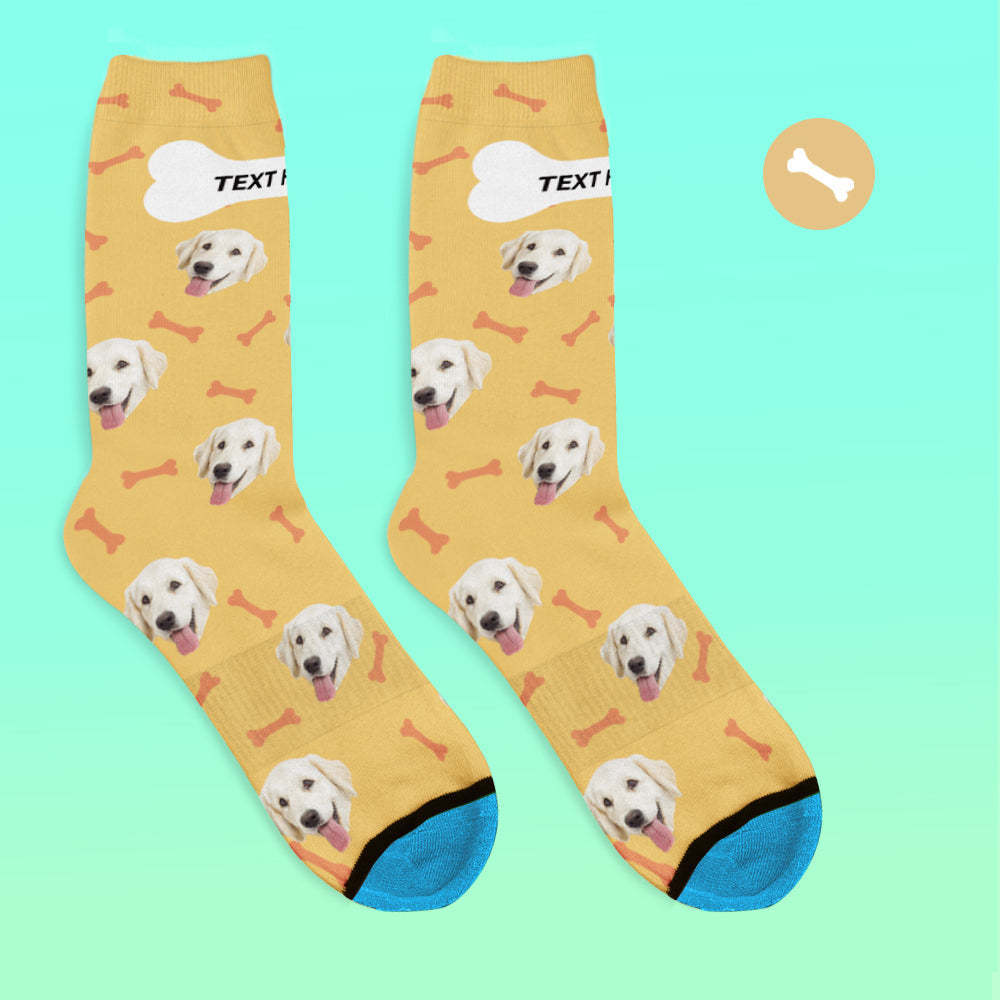 Custom 3D Digital Printed Face Socks Add Pictures and Name - Dog Bones