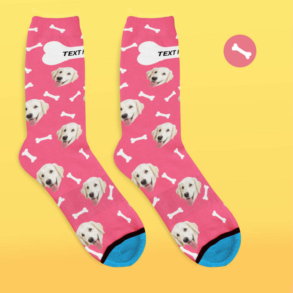 Custom 3D Digital Printed Face Socks Add Pictures and Name - Dog Bones