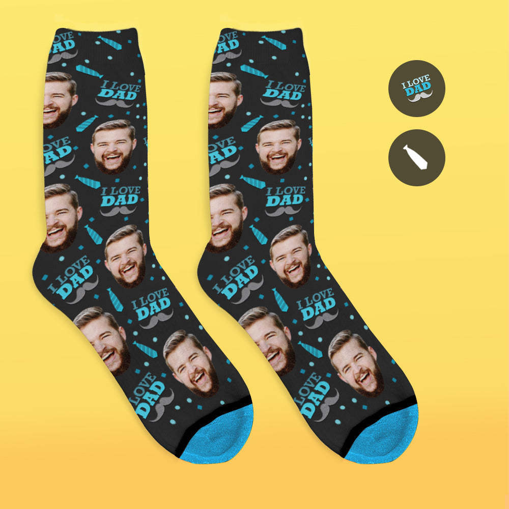 Custom 3D Digital Printed Face Socks Add Pictures and Name - I Love Dad