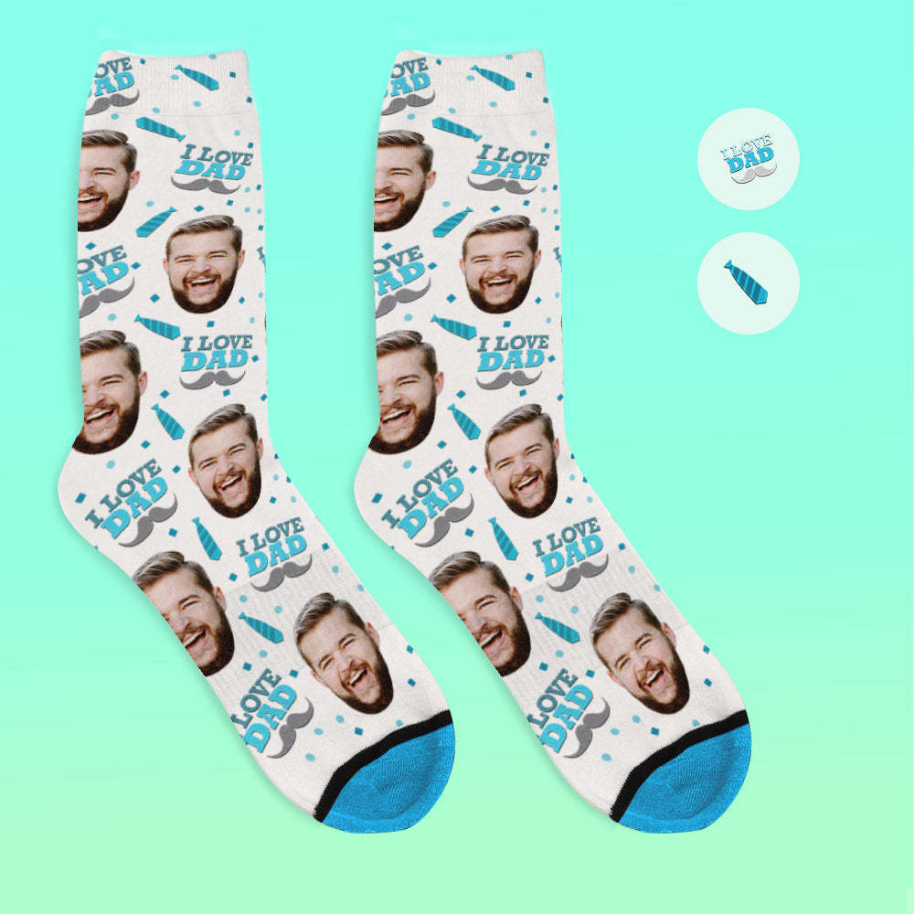 Custom 3D Digital Printed Face Socks Add Pictures and Name - I Love Dad