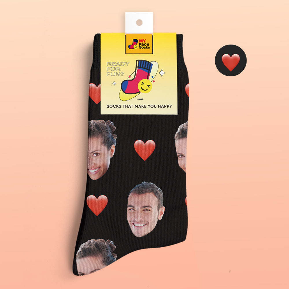 Custom 3D Digital Printed Socks My Face Socks Add Pictures and Name - Heart