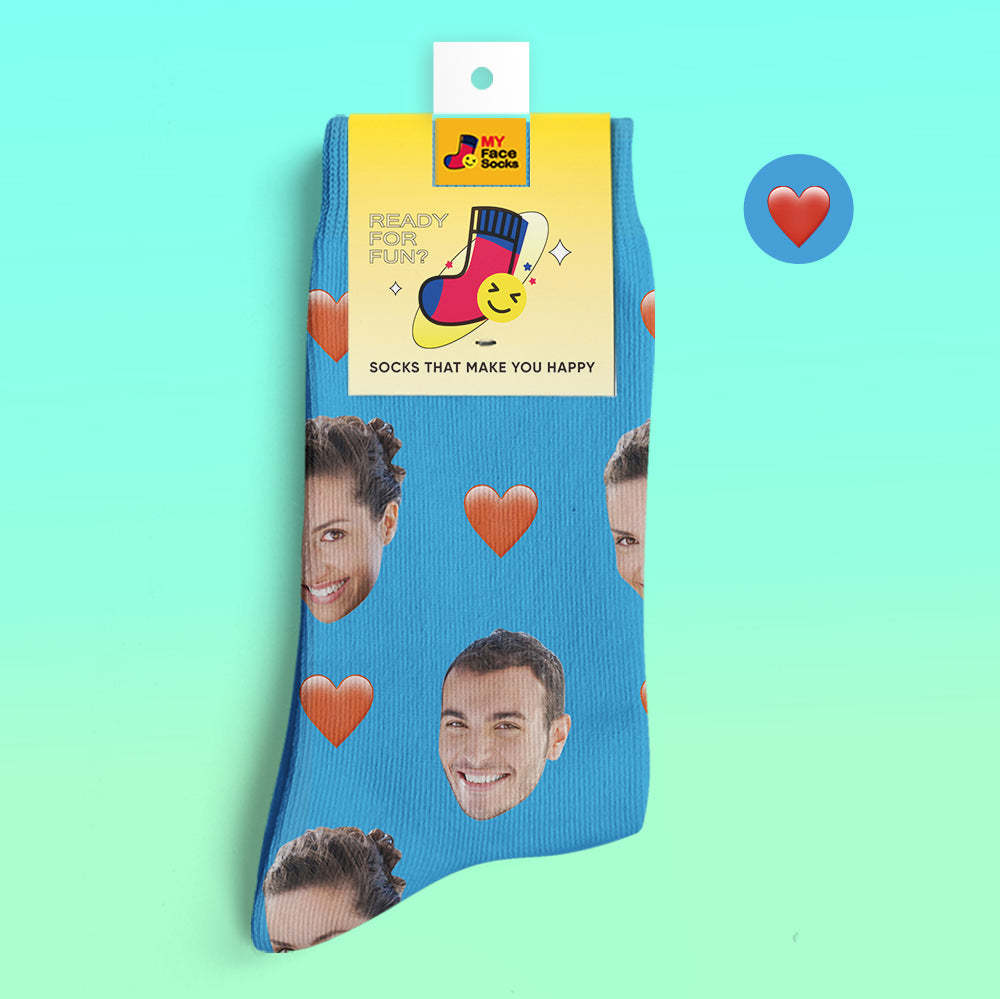 Custom 3D Digital Printed Socks My Face Socks Add Pictures and Name - Heart