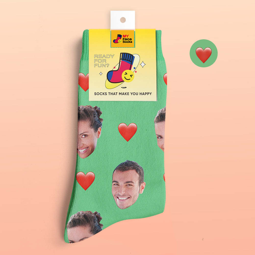 Custom 3D Digital Printed Socks My Face Socks Add Pictures and Name - Heart