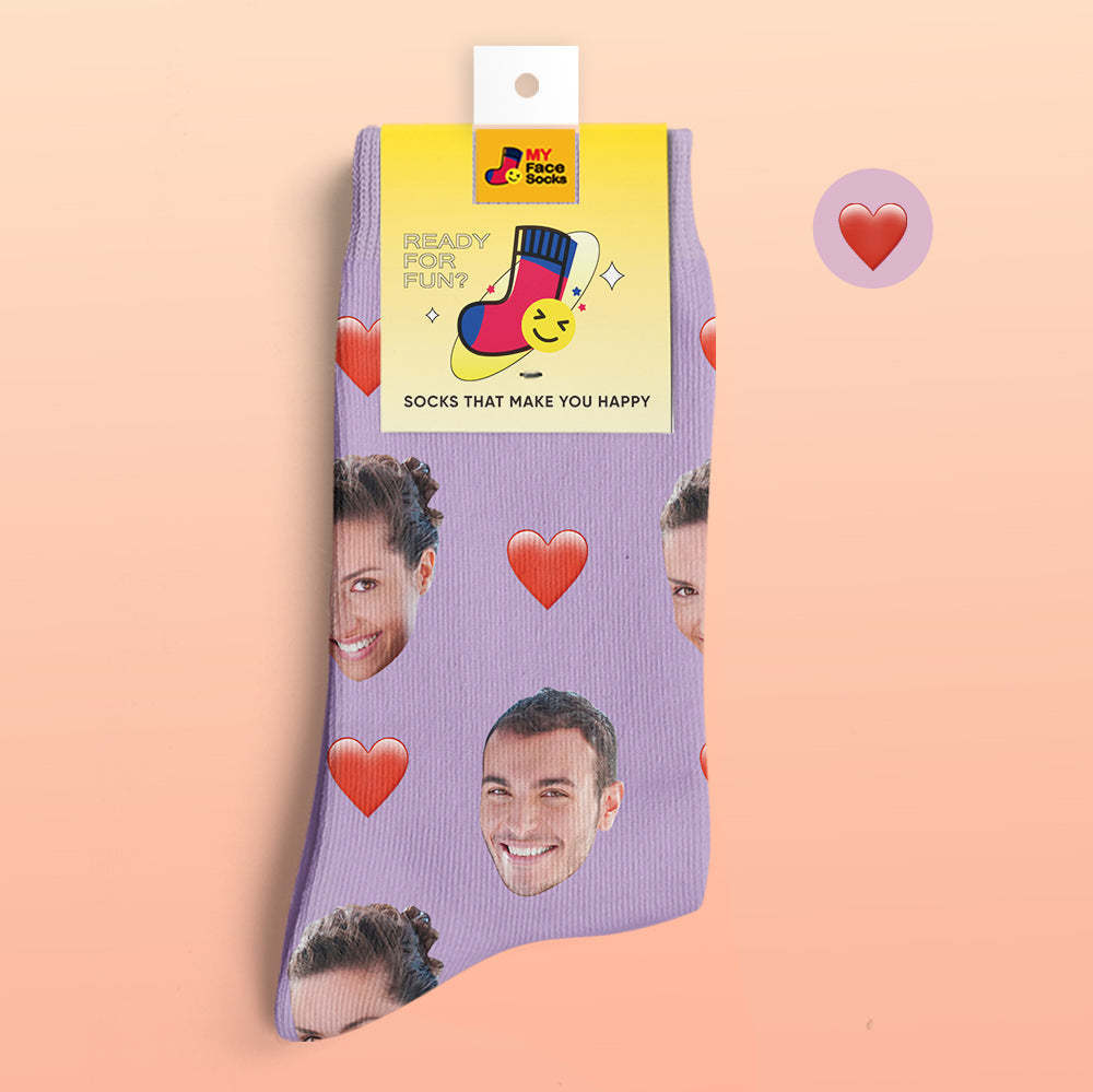 Custom 3D Digital Printed Socks My Face Socks Add Pictures and Name - Heart