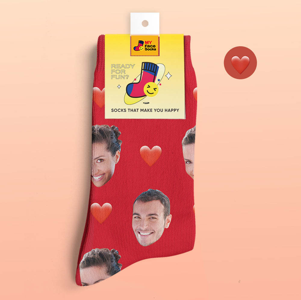 Custom 3D Digital Printed Socks My Face Socks Add Pictures and Name - Heart