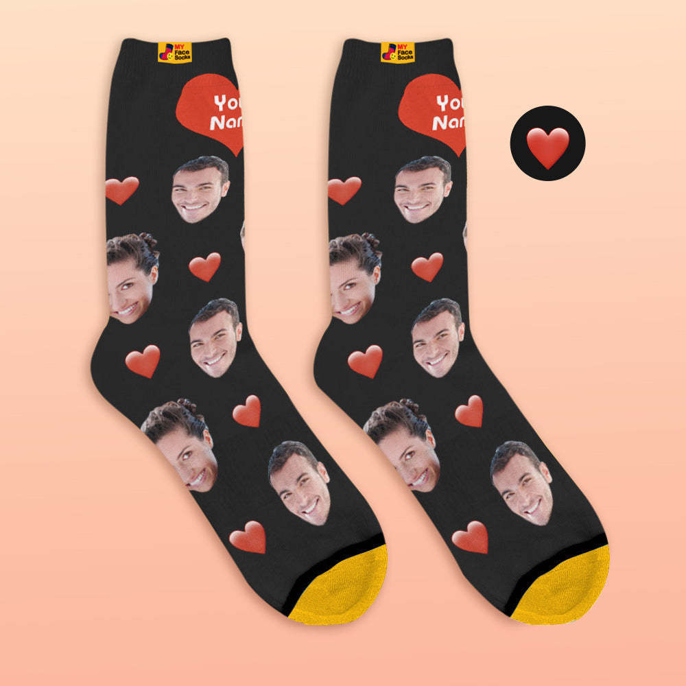 Custom 3D Digital Printed Socks My Face Socks Add Pictures and Name - Heart