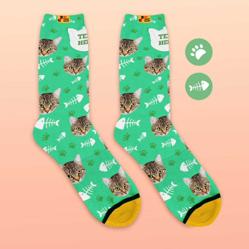 Custom 3D Digital Printed Socks My Face Socks Add Pictures and Name - Cat