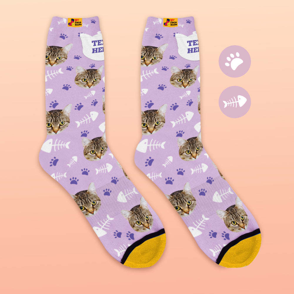 Custom 3D Preview Socks My Face Socks Add Pictures and Name - Cat - MyFaceSocksUK