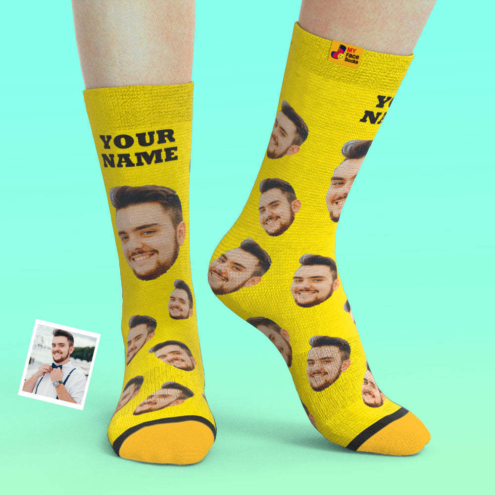 Custom 3D Preview Socks My Face Socks Add Pictures and Name - Your Face - MyFaceSocksUK