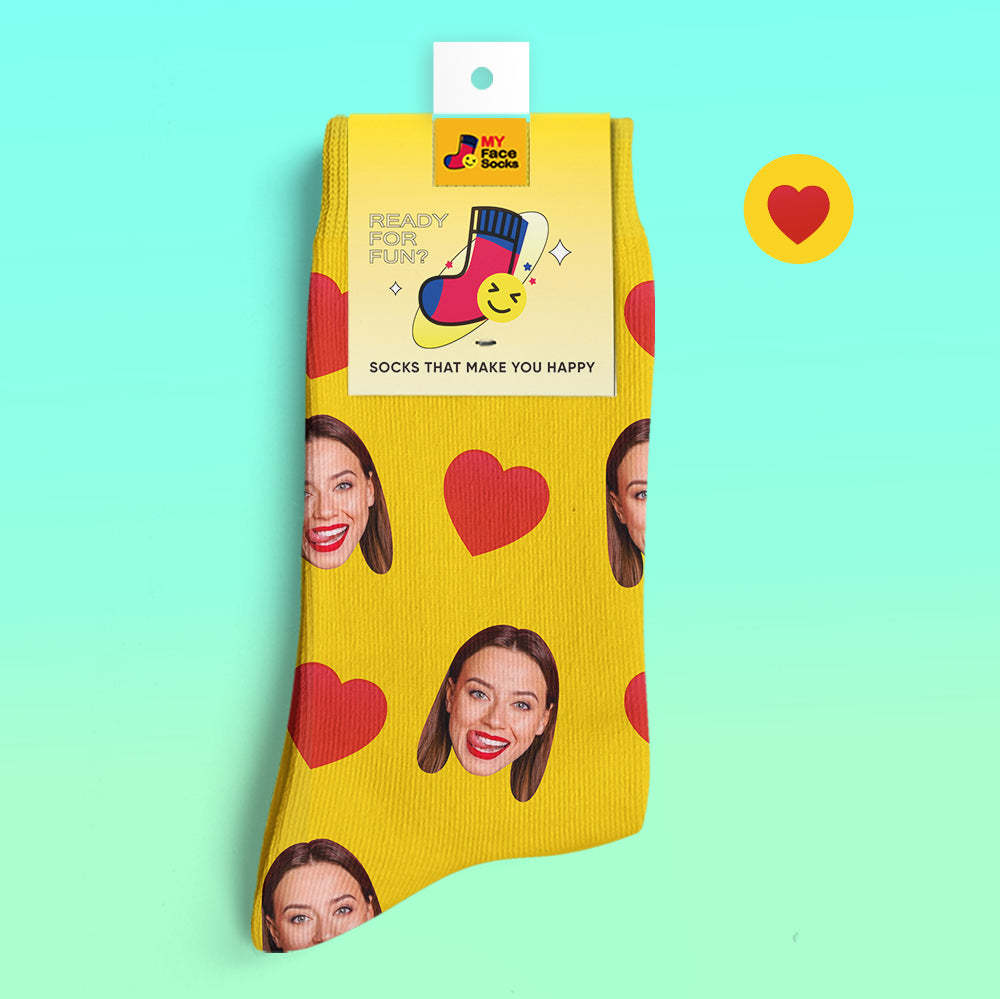 Custom 3D Preview Socks My Face Socks Add Pictures and Name - Sweet Heart - MyFaceSocksUK