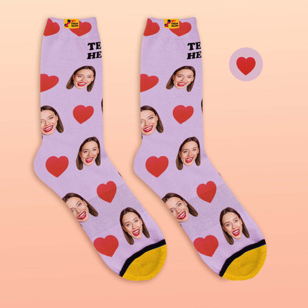 Custom 3D Preview Socks My Face Socks Add Pictures and Name - Sweet Heart - MyFaceSocksUK