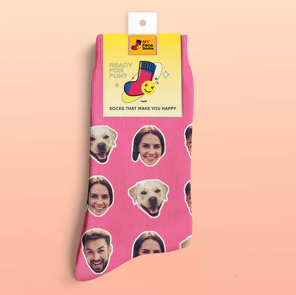 Custom 3D Digital Printed Socks My Face Socks Add Pictures and Name - Two Faces