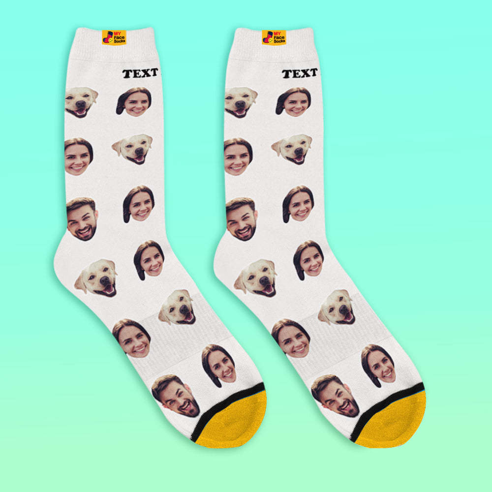 Custom 3D Preview Socks My Face Socks Add Pictures and Name - Two Faces - MyFaceSocksUK
