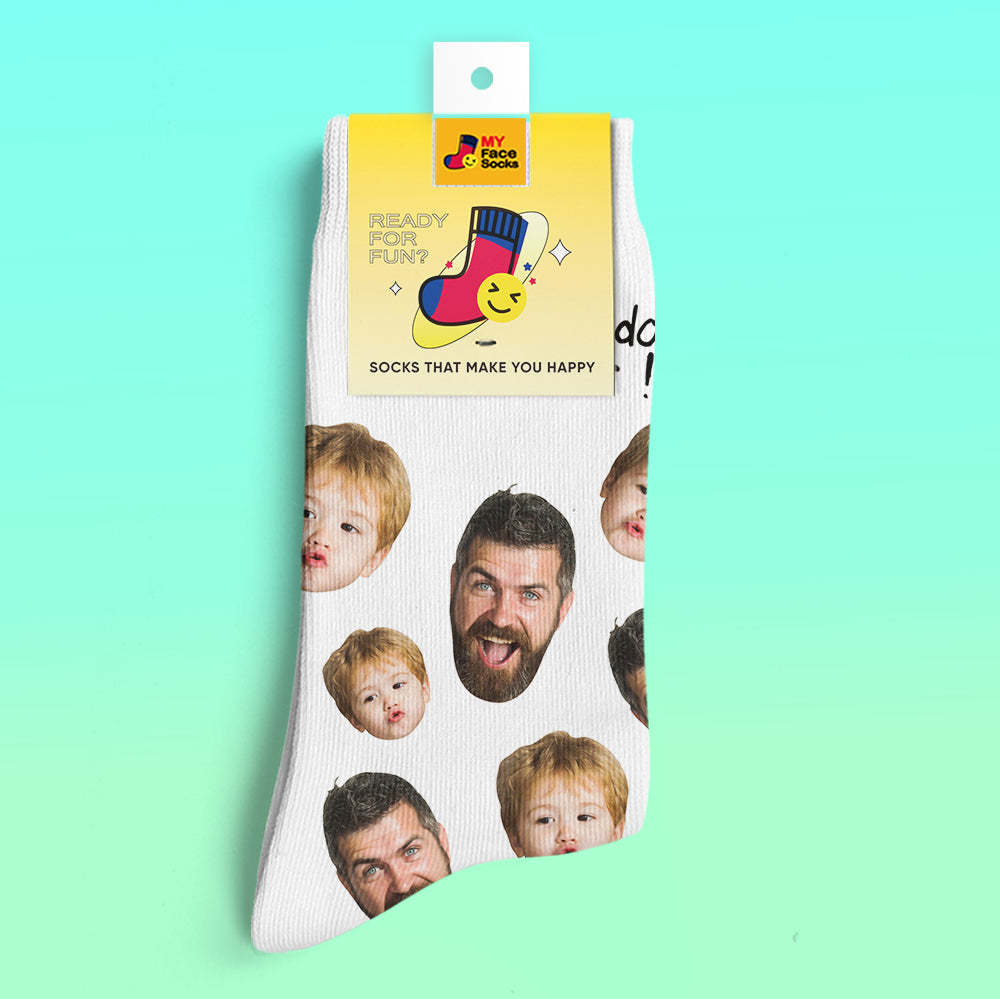 Custom 3D Preview Socks My Face Socks Add Pictures and Name - Best Dad Ever - MyFaceSocksUK