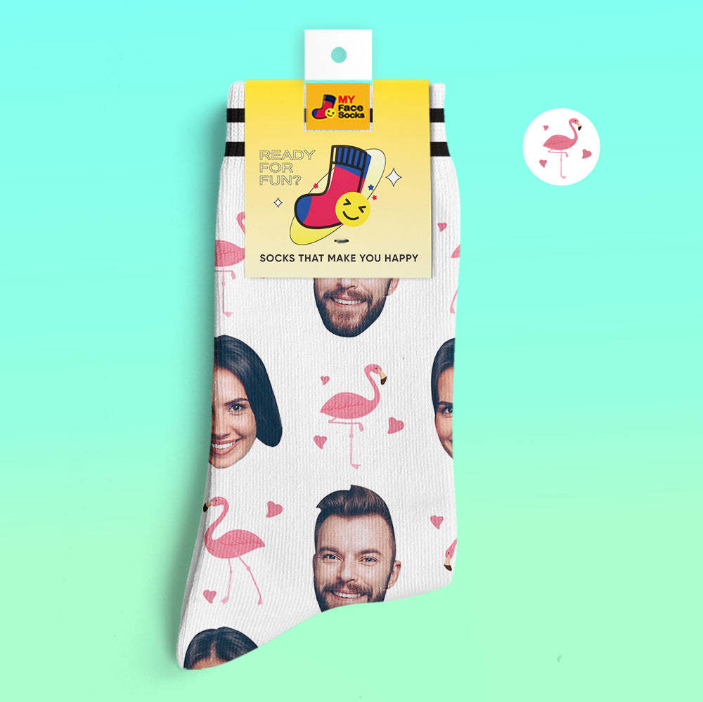 Custom 3D Preview Socks My Face Socks Add Pictures and Name - Flamant - MyFaceSocksUK