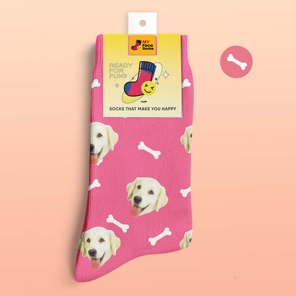 Custom 3D Preview Socks My Face Socks Add Pictures and Name - Dog Bones - MyFaceSocksUK