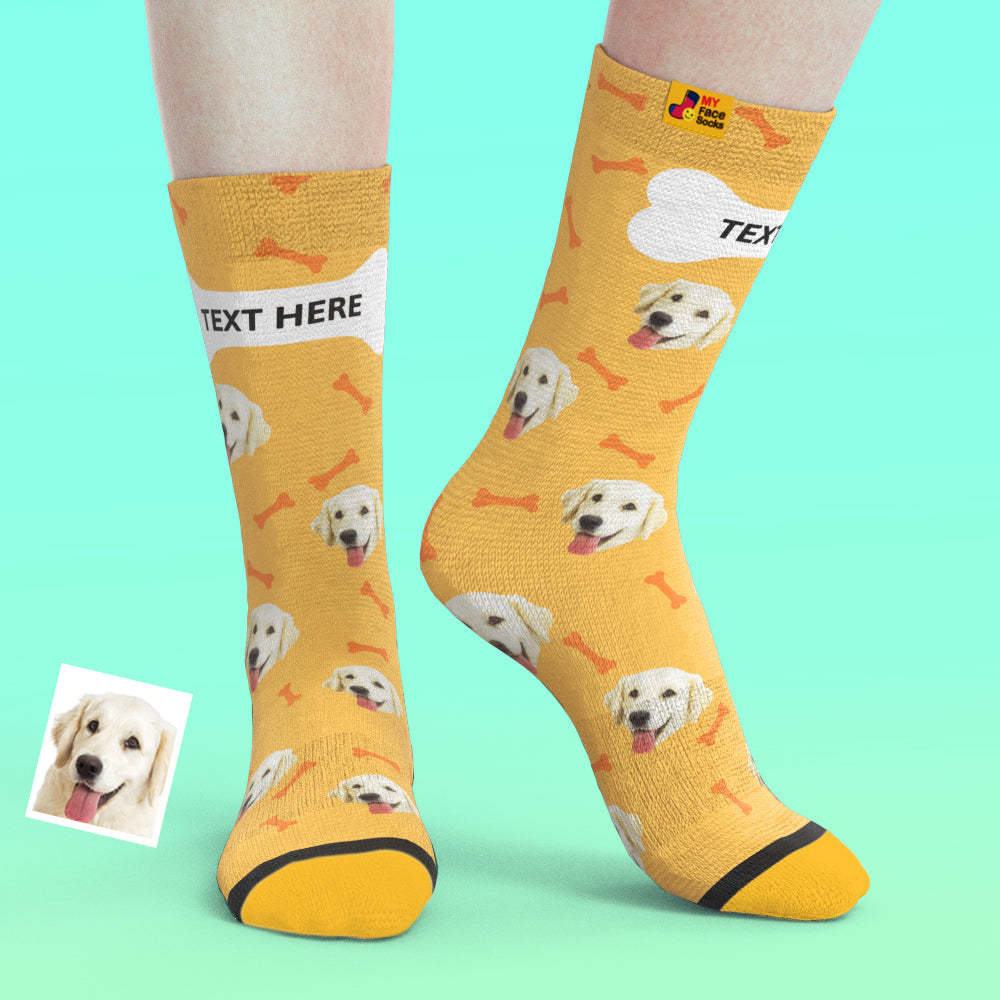 Custom 3D Preview Socks My Face Socks Add Pictures and Name - Dog Bones - MyFaceSocksUK