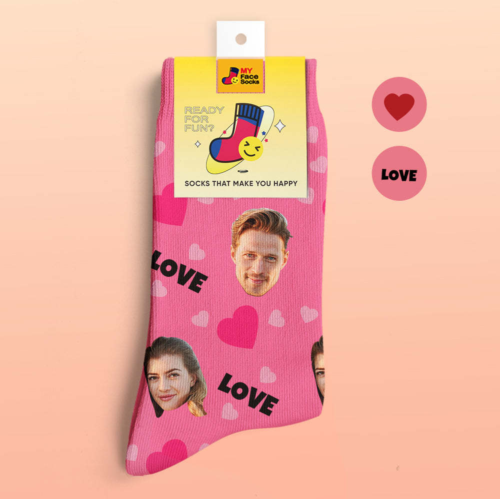 Custom 3D Preview Socks My Face Socks Add Pictures and Name - Love - MyFaceSocksUK