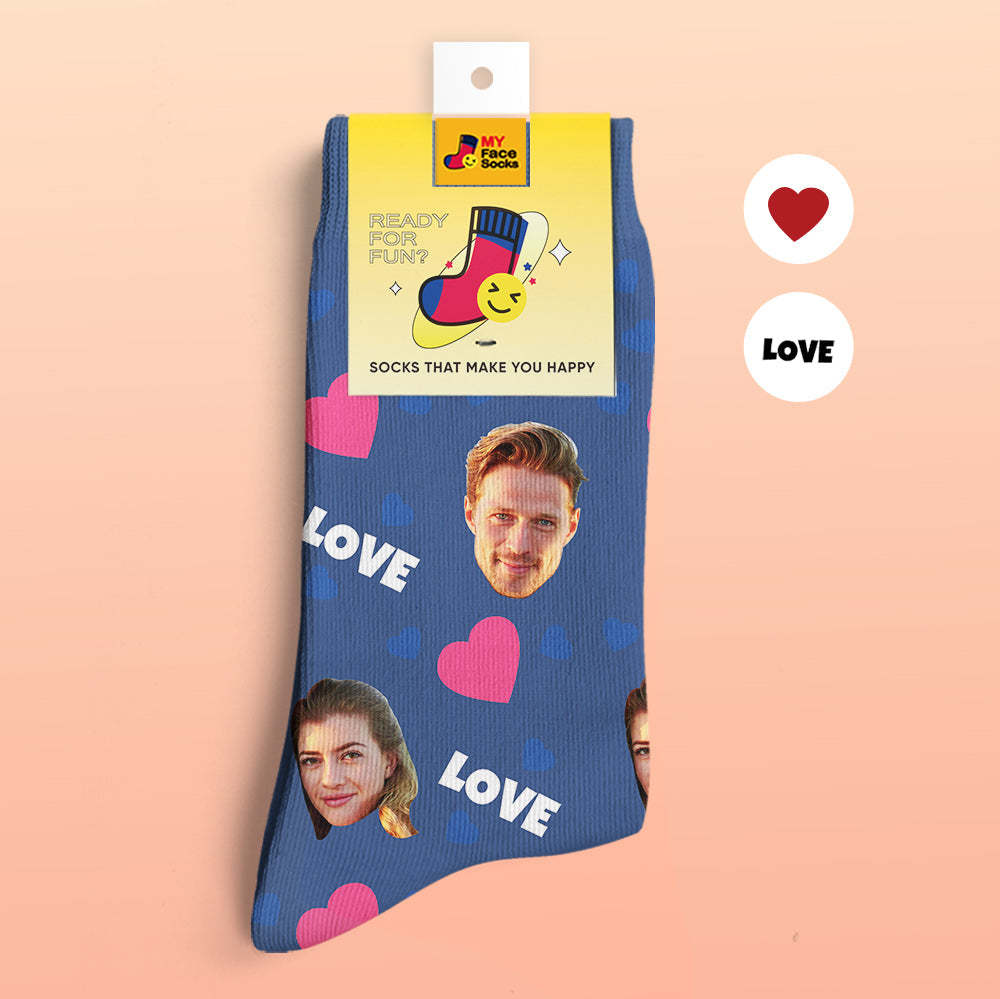 Custom 3D Digital Printed Socks My Face Socks Add Pictures and Name - Love