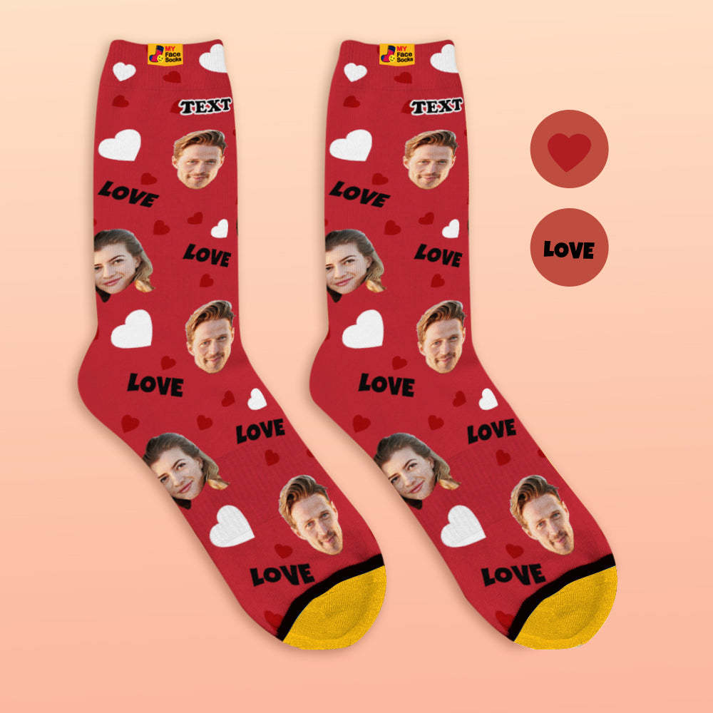 Custom 3D Preview Socks My Face Socks Add Pictures and Name - Love - MyFaceSocksUK