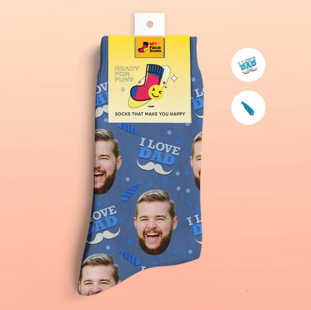 Custom 3D Digital Printed Socks My Face Socks Add Pictures and Name - I Love Dad