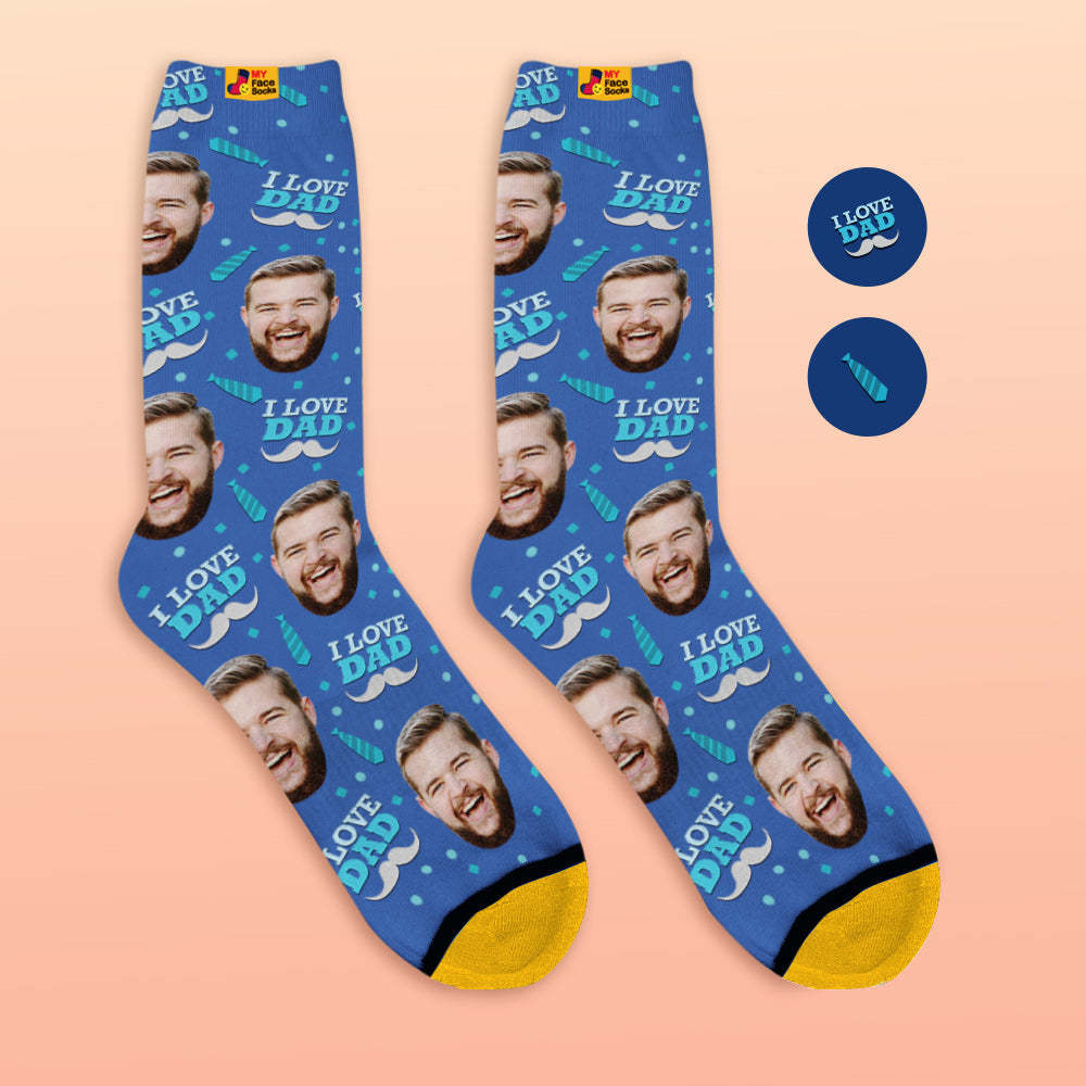 Custom 3D Digital Printed Socks My Face Socks Add Pictures and Name - I Love Dad