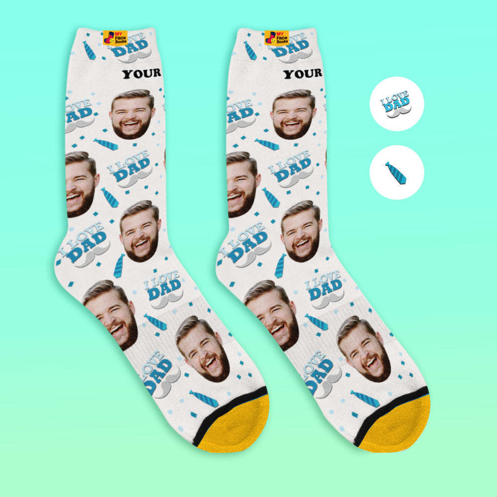 Custom 3D Digital Printed Socks My Face Socks Add Pictures and Name - I Love Dad