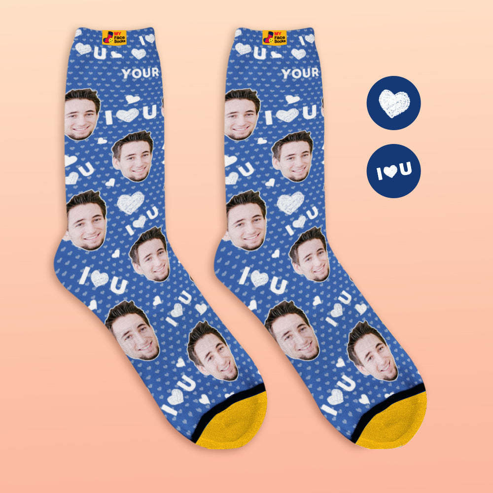 Custom 3D Digital Printed Socks My Face Socks Add Pictures and Name - I Love You