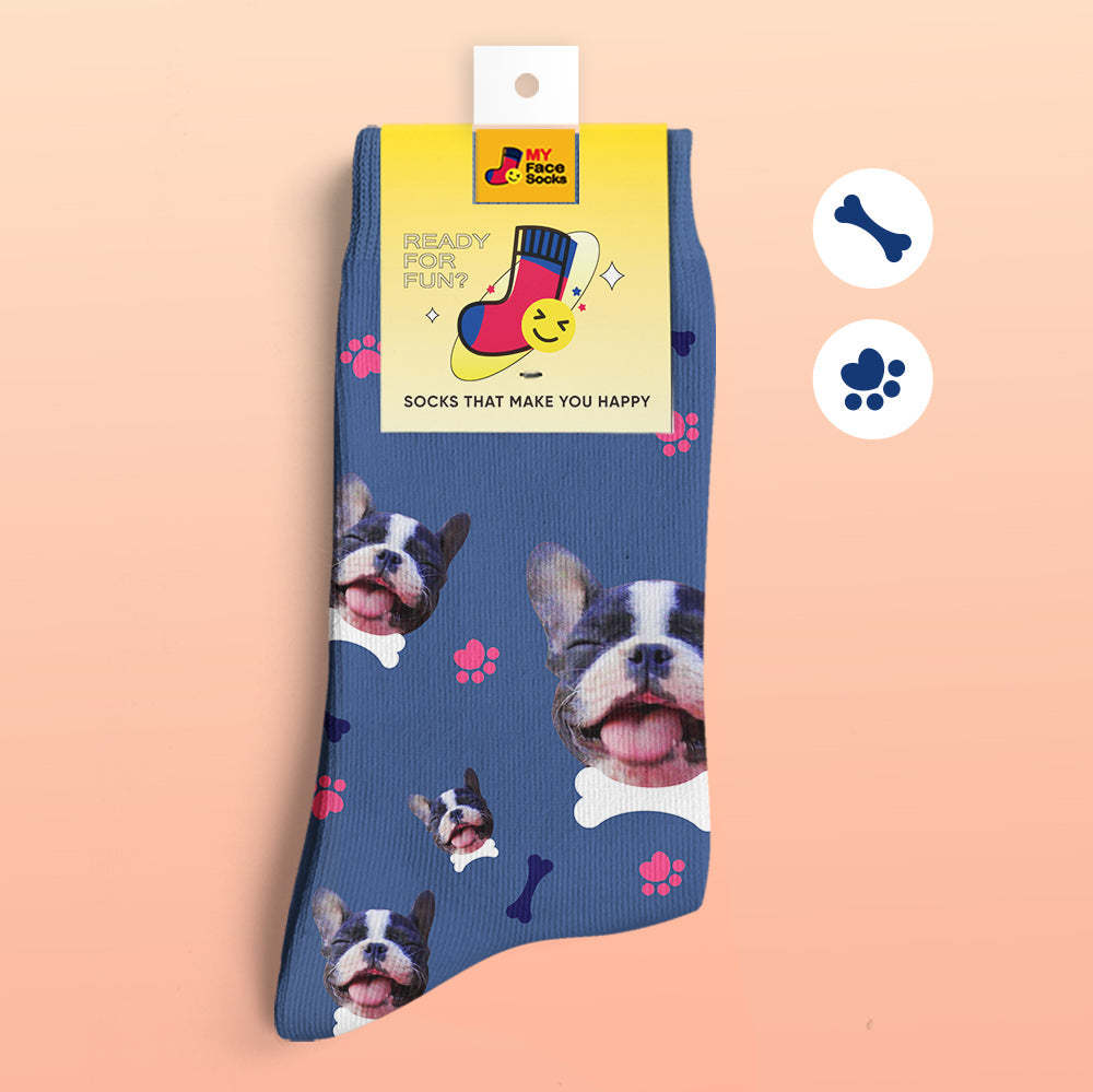 Custom 3D Digital Printed Socks My Face Socks Add Pictures and Name - I Love My Dog