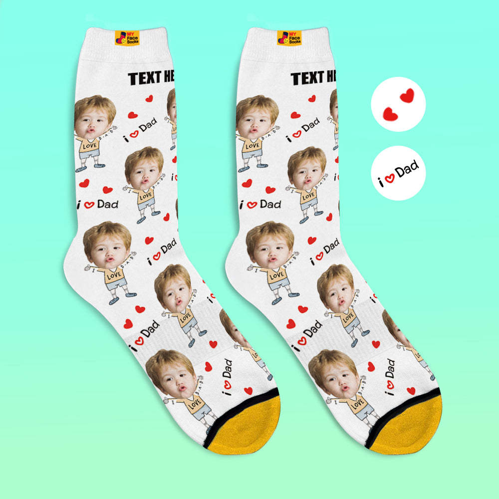 Custom Face Socks Photo 3D Digital Printed Socks Add Name I Love Dad - MyFaceSocksUK